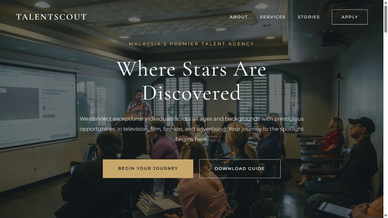 Homepage snapshot of Talent Scout